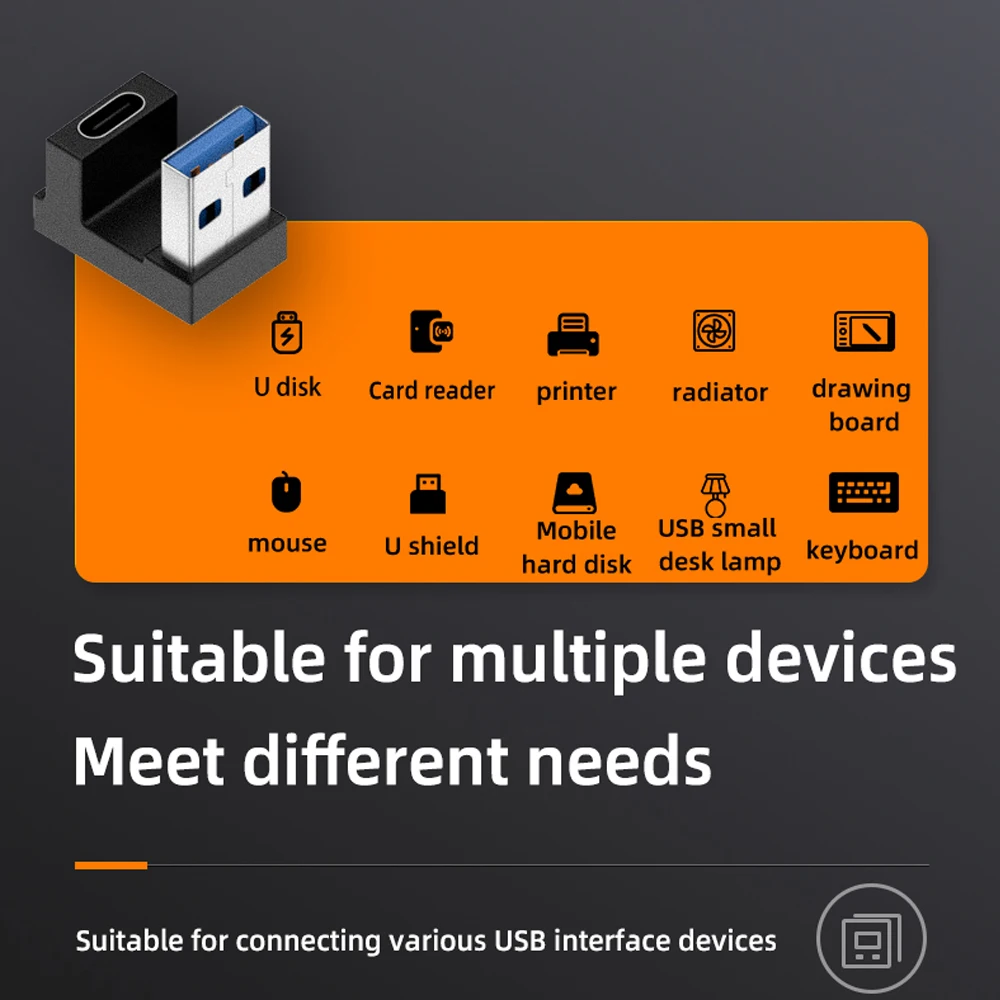 รูปสินค้า อะแดปเตอร์ USB-A ถึง Type-C 90 องศา 10Gbps