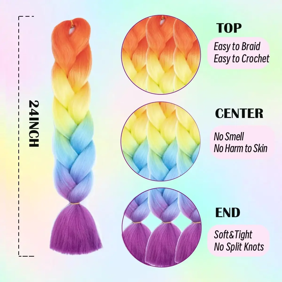 Braiding Hair Extensions 24 Inch Jumbo Braids Synthetic Afro Ombre Color Kanekalon Hair for Children Women