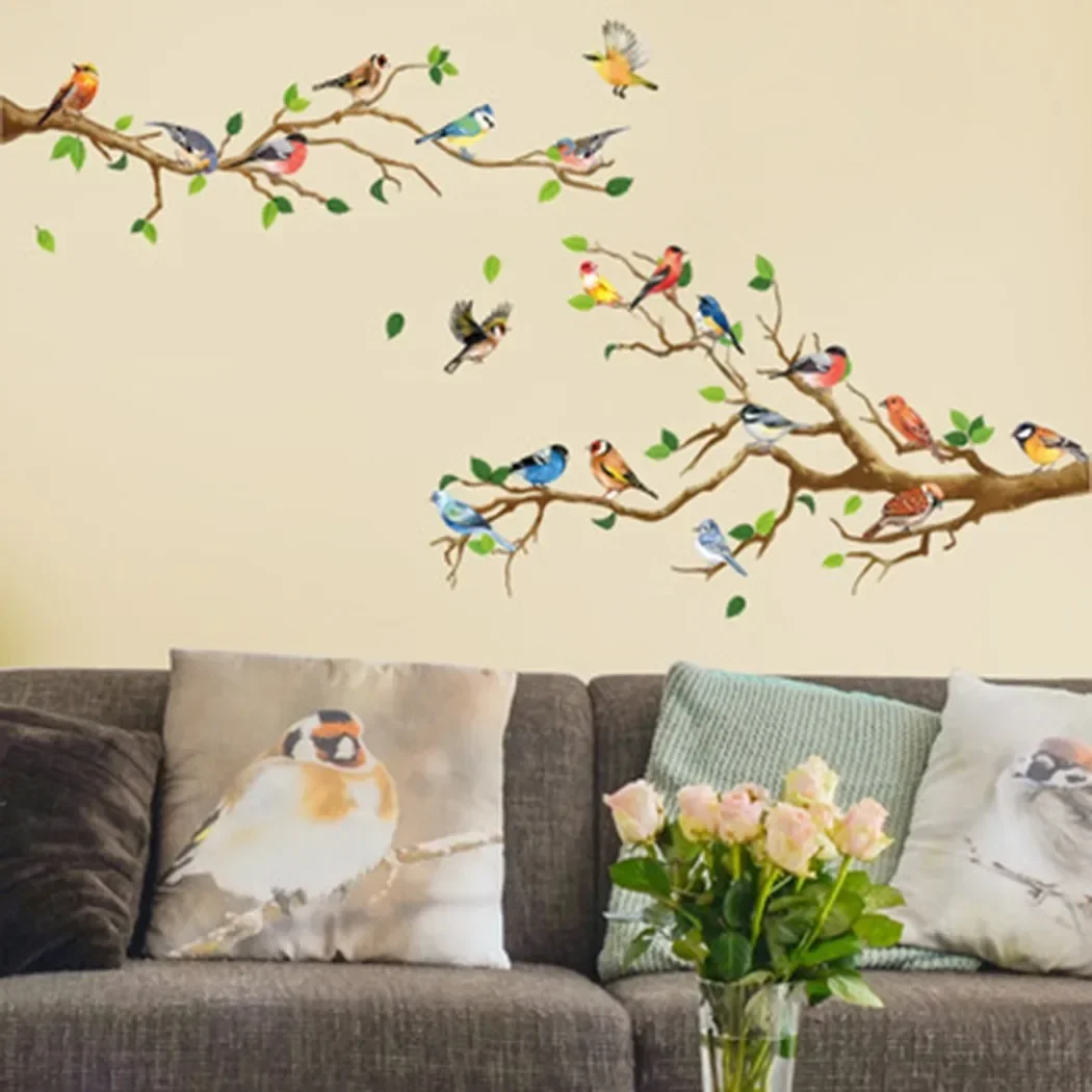 Accessories Branch Birds Wall Stickers Bedroom Living Room Office Background Wall Sofa Decorative Stickers Living Fashion