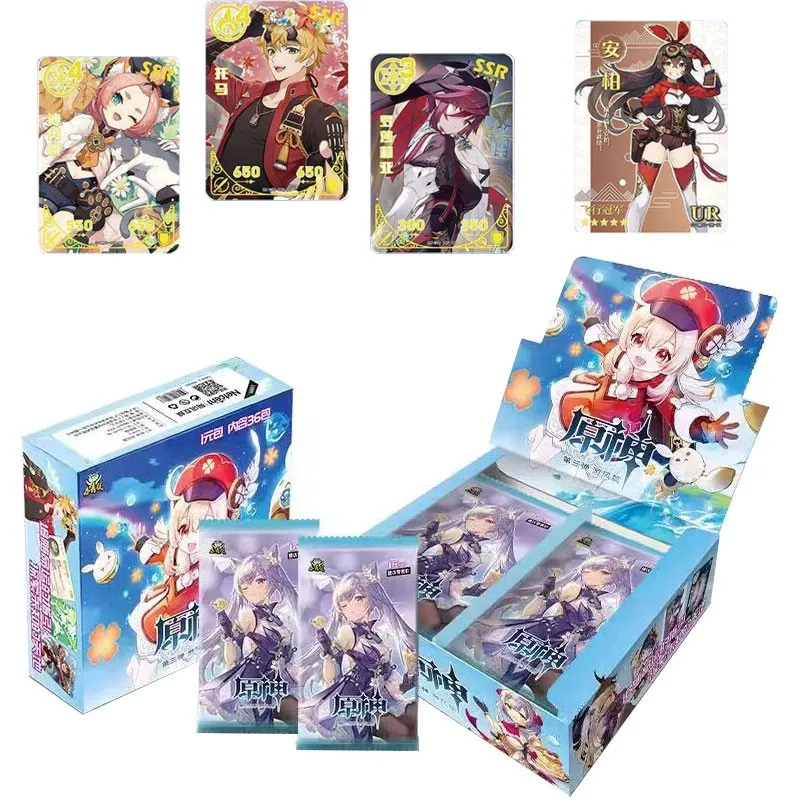 Newest Genuine Genshin Impact Cards 1m03 Yae Miko Hutao Genshin Impact Aether Jean Lisa Lumine XP Collection Card Children Toys