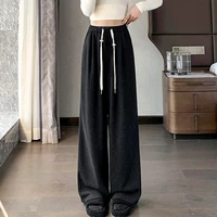 2025 Maternity Wide Legs Trousers Striped Cashmere Pants Long Loose Casual Pregnant Woman Belly Pants High Lady Clothes 105cm 1