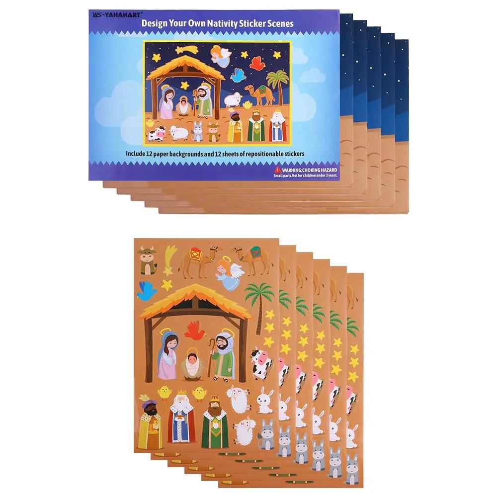 Nativity Nativity Stickers DIY Recognition Training DIY Puzzle Games Sticker Puzzle Crafts Puzzle Scenes Stickers Kids Toys