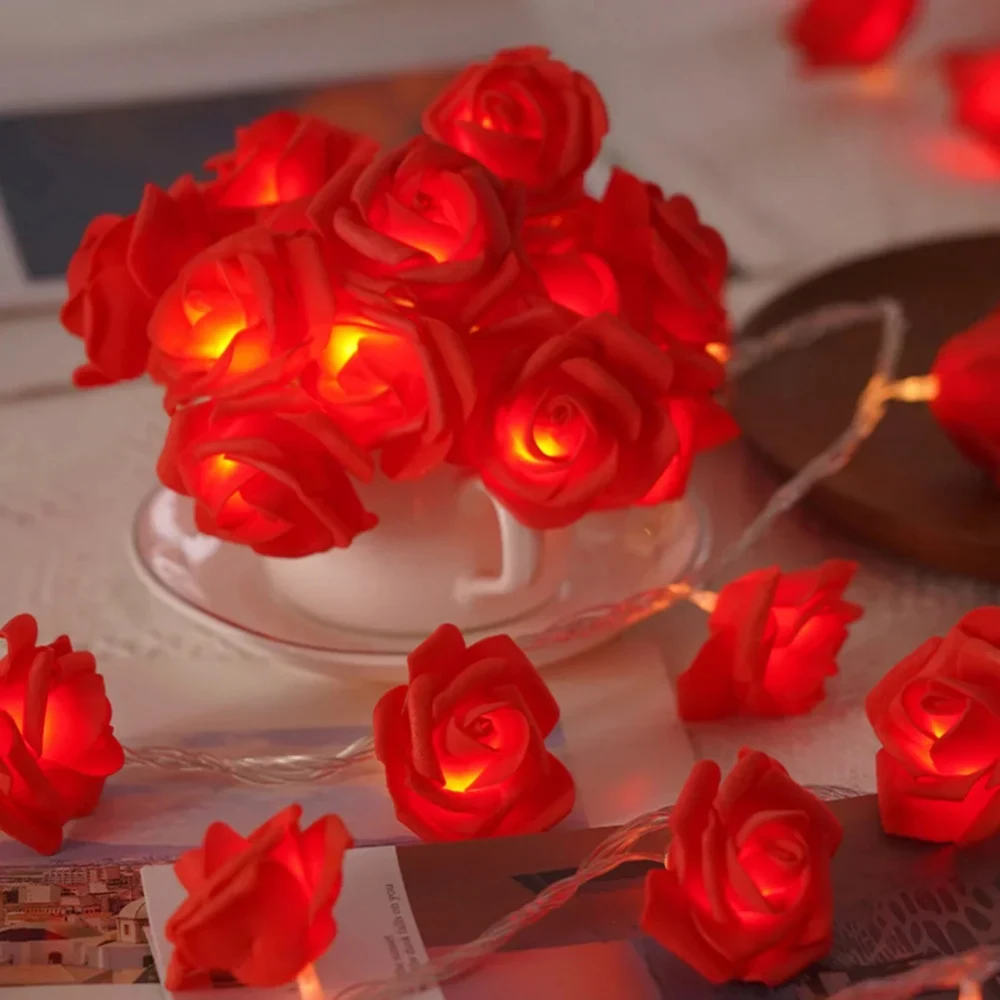 5V USB/Battery Power Red Pink Warm Blue RGB Rose Flower LED String Light 1.5M 3m 6M 10M Wedding Christmas Decoration Fairy Lamp