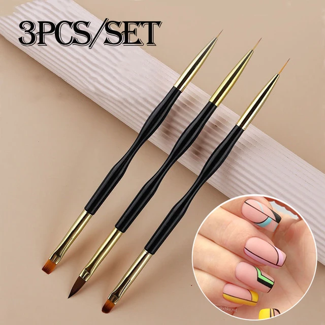 3Pcs French Stripe Nail Art Liner Brush Set Tips Ultra-thin Line Drawing  Pen Dual End UV Gel Painting Brushes Manicure Tools - AliExpress