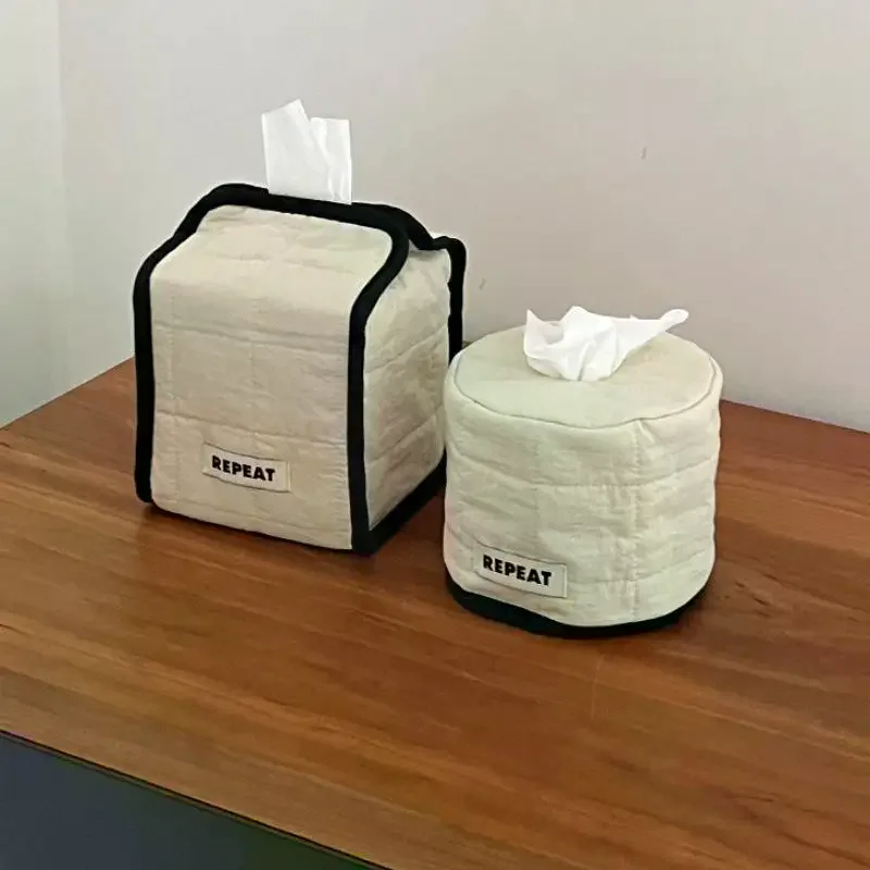 Tissue Paper Storage Box Space-saving Round Square Roll Paper Tissue Case Table Decor Tissue Bag Living Room Storage Napkin