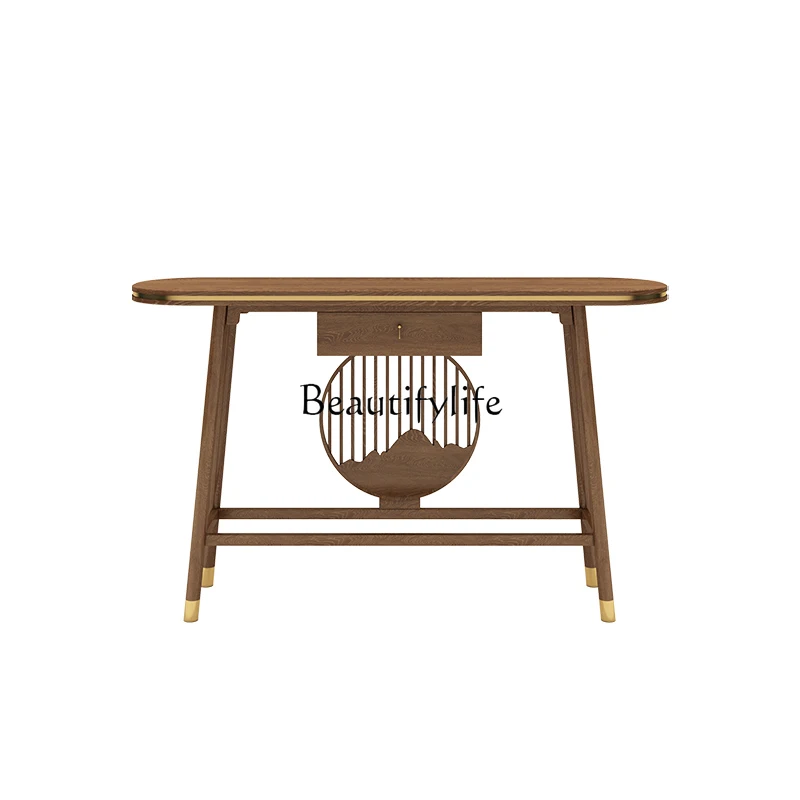 

New Chinese Style Console Tables Solid Wood Porch Corridor Zen Side View Modern Simple and Light Luxury Decorative Table