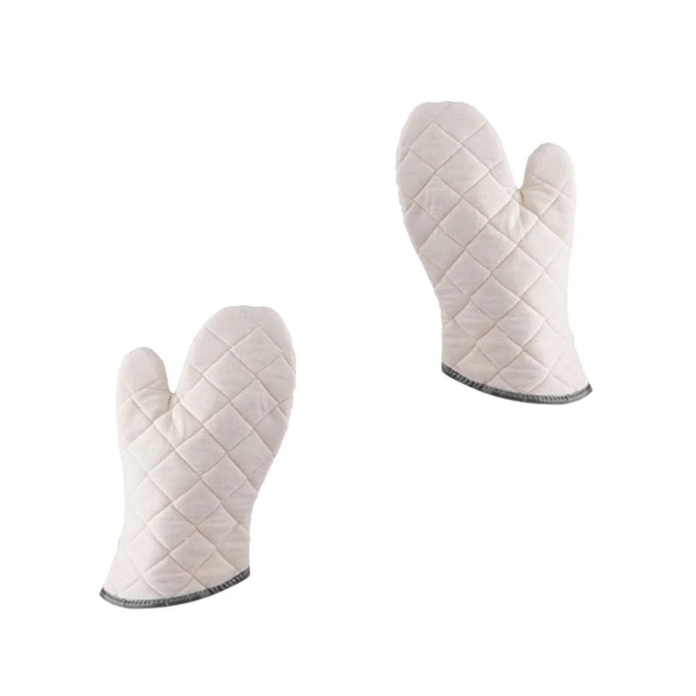 

White Cotton Cloth Non-slip Heat Resistant Gloves Kitchen Oven Mitt Cooking Tools for Home Restaurant