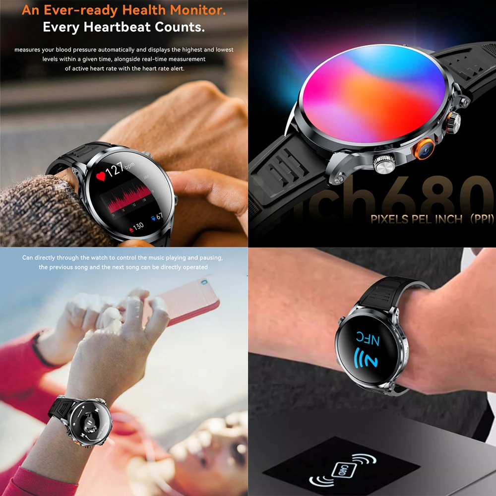 5G/4G ����Ʈ �ð� 1.95��ġ 680*680 AMOLED 1100mah ���͸� 500W ī�޶� 8GB+128GB RAM GPS WIFI Google �� Smartwatch �ȵ���̵� 9.0