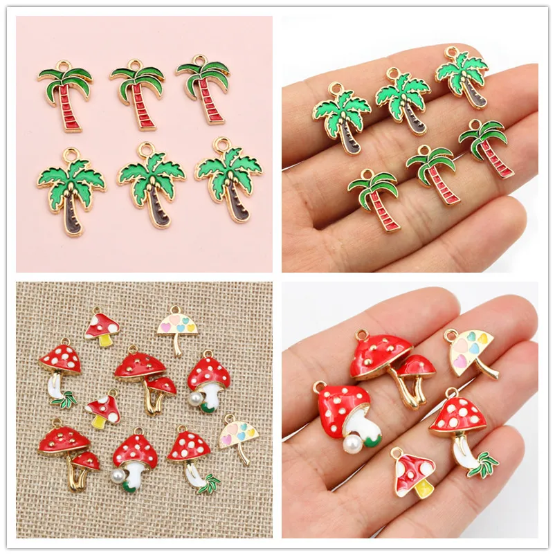10pcs Emaille Mushroom Charms Anhänger DIY Schmuck Machen Zubehör für Ohrring Armband Halskette Finding Handwerk Liefert