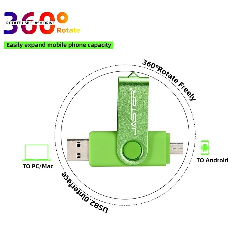 JASTER OTG Usb Flash Drive 64G 32G 16G 8G 4G Pen Drive Thumb Drives Memory Stick Android Free TYPE-C Adapters Key Chain Pendrive