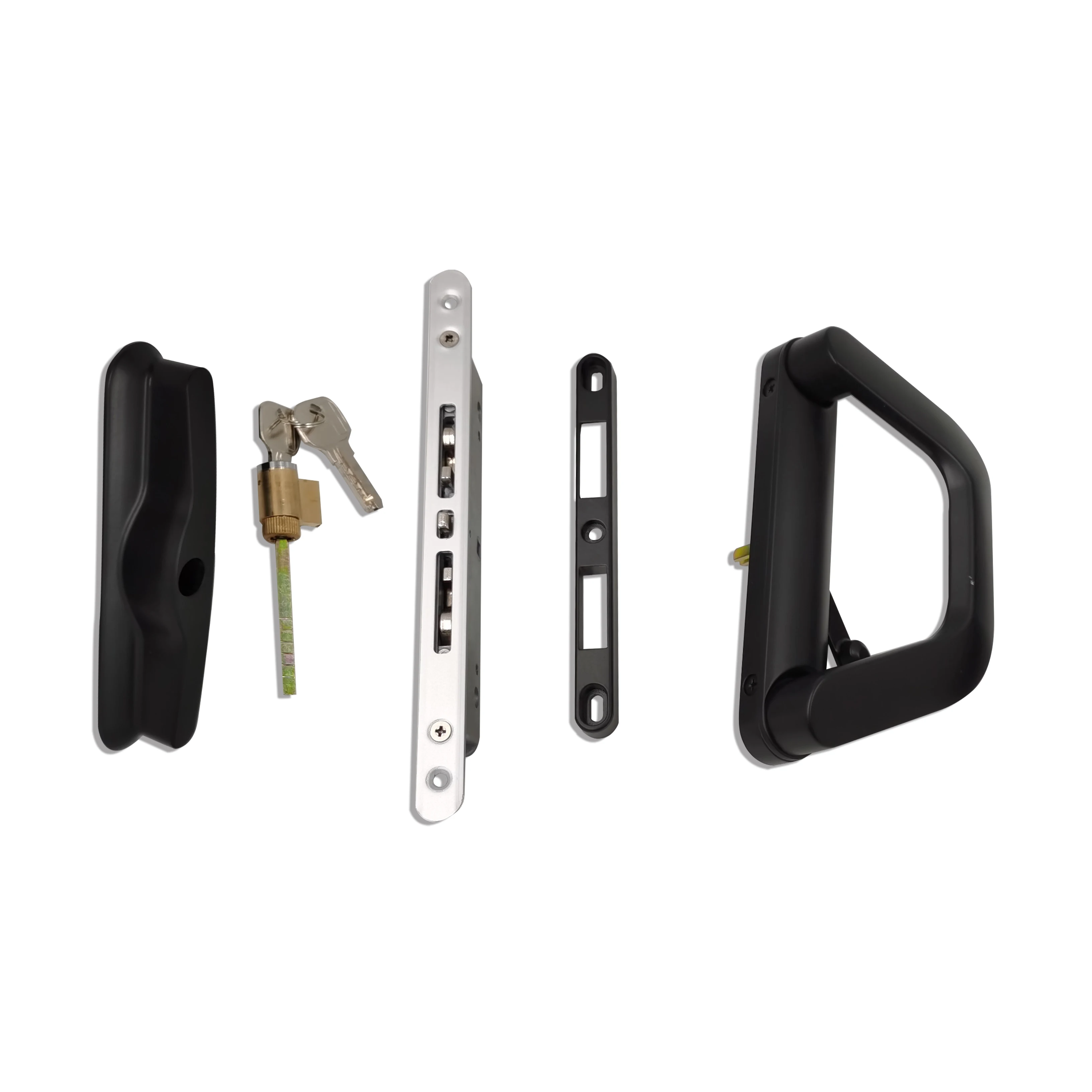 

KEYI Hardware No.920 односторонняя D-образная ручка для раздвижной двери с чехлом и цилиндром