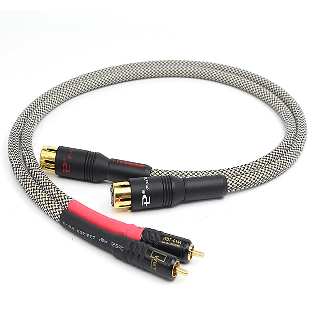 

4 Core Alloy Silver Plating 2 Rca To Xlr Male Female Audio Line Cable Gold Plug for Hifi Amplifier Cd Player