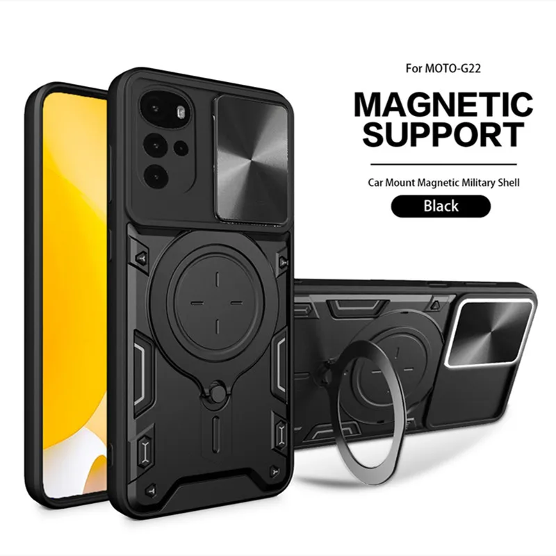 

For Moto G22 4G Case Stand Holder Magnetic Car Ring Armor Back Cases for Motorola Moto G22 MotoG22 G 22 Protective Phone Cover