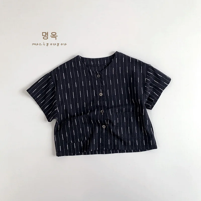 HZMY-일본 스타일 남아 여아 반팔 셔츠, 용수철 여름, 어린이 신상