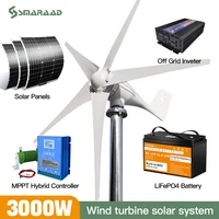 Turbine éolienne avec contrôleur MPPT gratuit, 3000W, 12V, 24V, 48V, système hors réseau, long panneau solaire, énergie gratuite, 220V pour la maison 1