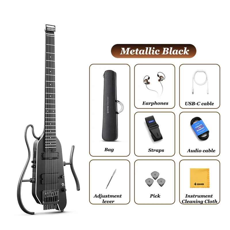 ✨️使用3回✨️Donner HUSH-X PRO✨️極美品✨️付属品完備未使用 HUSH-X PRO Multi-Effects Electric Guitar for Travel Donner