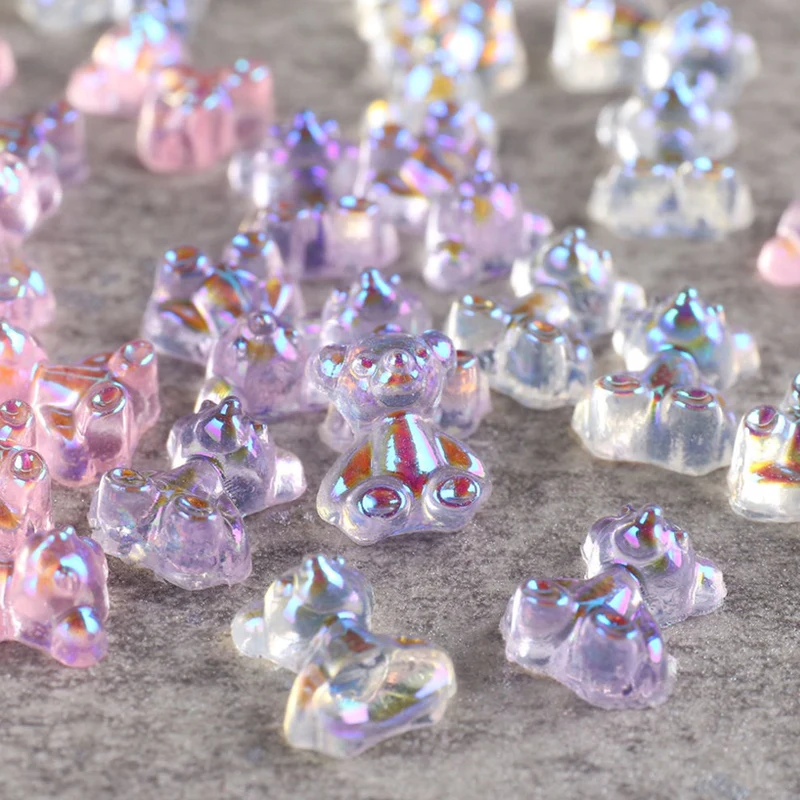 48Pcs 3D Bear Nail Charms Multi Size Colorful Stereo FlatBack