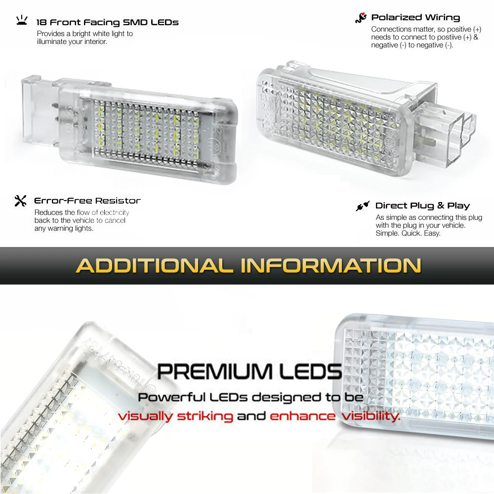 2Pcs LED Footwell Boot Door light Courtesy Luggage Lamps For Skoda Superb B5 B6 B7 Octavia 2 3 4 Fabia Rapid Yeti Kamiq Scala