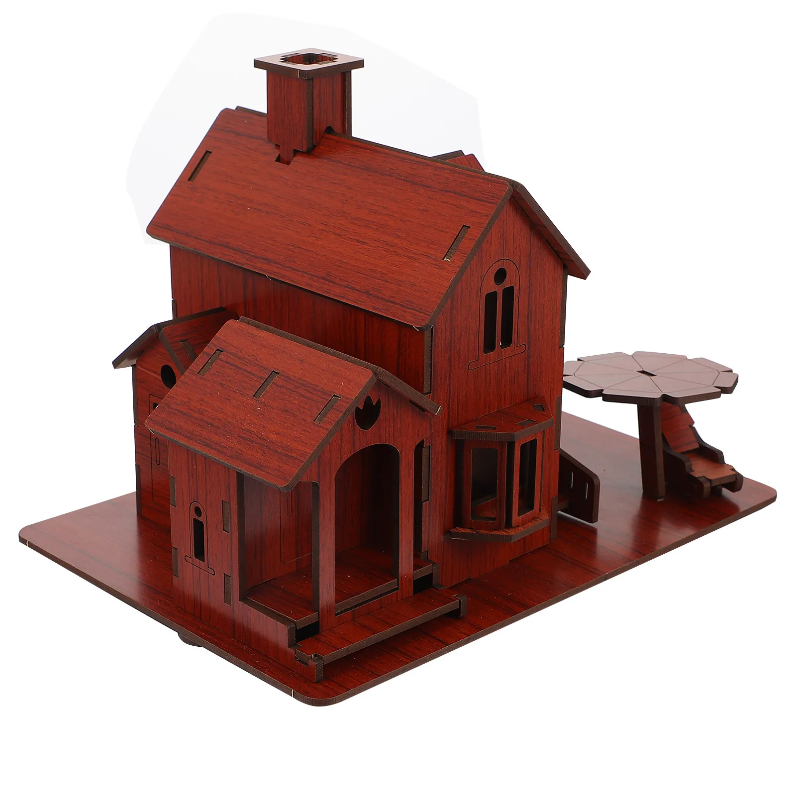 1Pcs 빌라 퍼즐 나무 DIY 교육용 장난감 어린이 조립 집 데스크탑 장식품 3D 자체 조립 퍼즐
