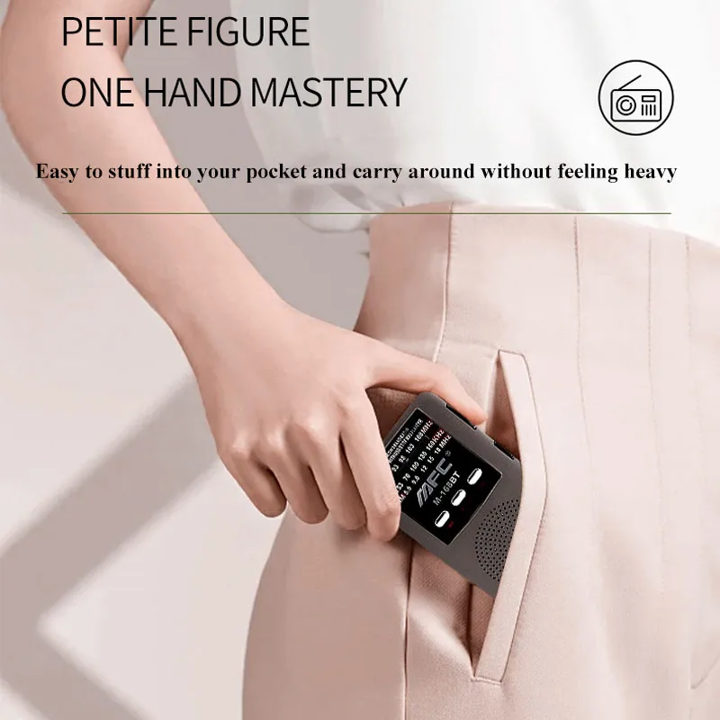 Mini Pocket FM AM SW Radio Portable Full Band Radios Wireless Bluetooth Speaker with LED Flashligh Support TF Card USB Play