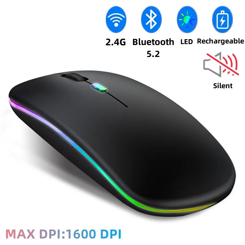 Wireless LED Backlit USB Rechargeable Bluetooth-compatible RGB Silent Gaming Mouse For Ipad Laptop PC Mause Gamer wireless mouse gaming mouse wireless gaming mouse wireless optical mouse
