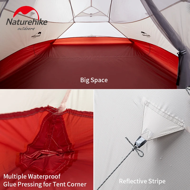 Camping Tent Naturehike Cloud Up 1 2 3 Single Double Triple People Outdoor Travel Hiking 3-4 Season Double Layer