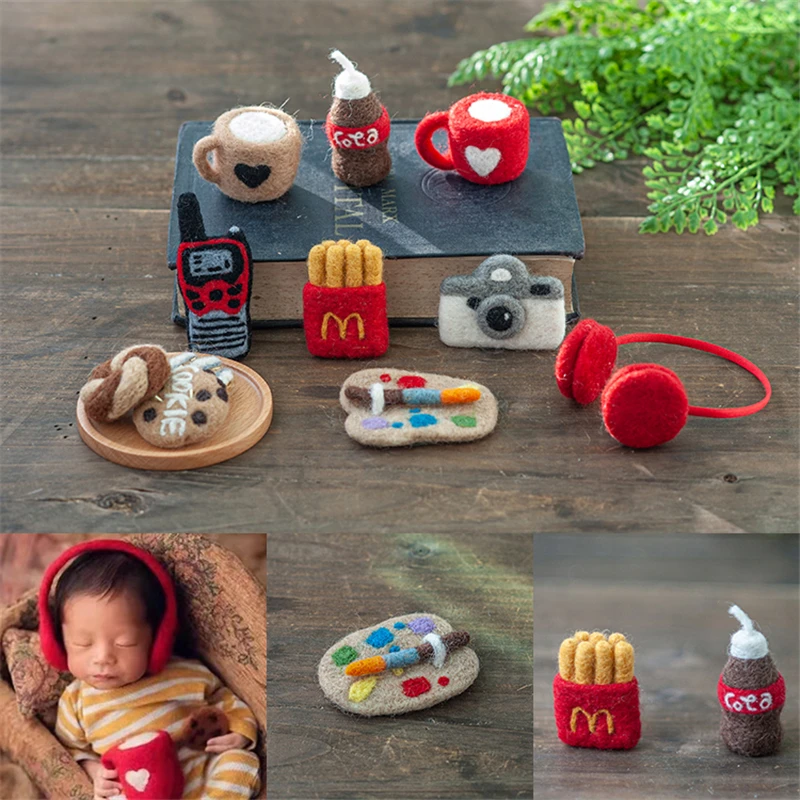 Dvotinst Newborn Photography Props Baby Mini Cup Headphone for Bebe Fotografia Creative Studio Photo Shoot Props Accessories