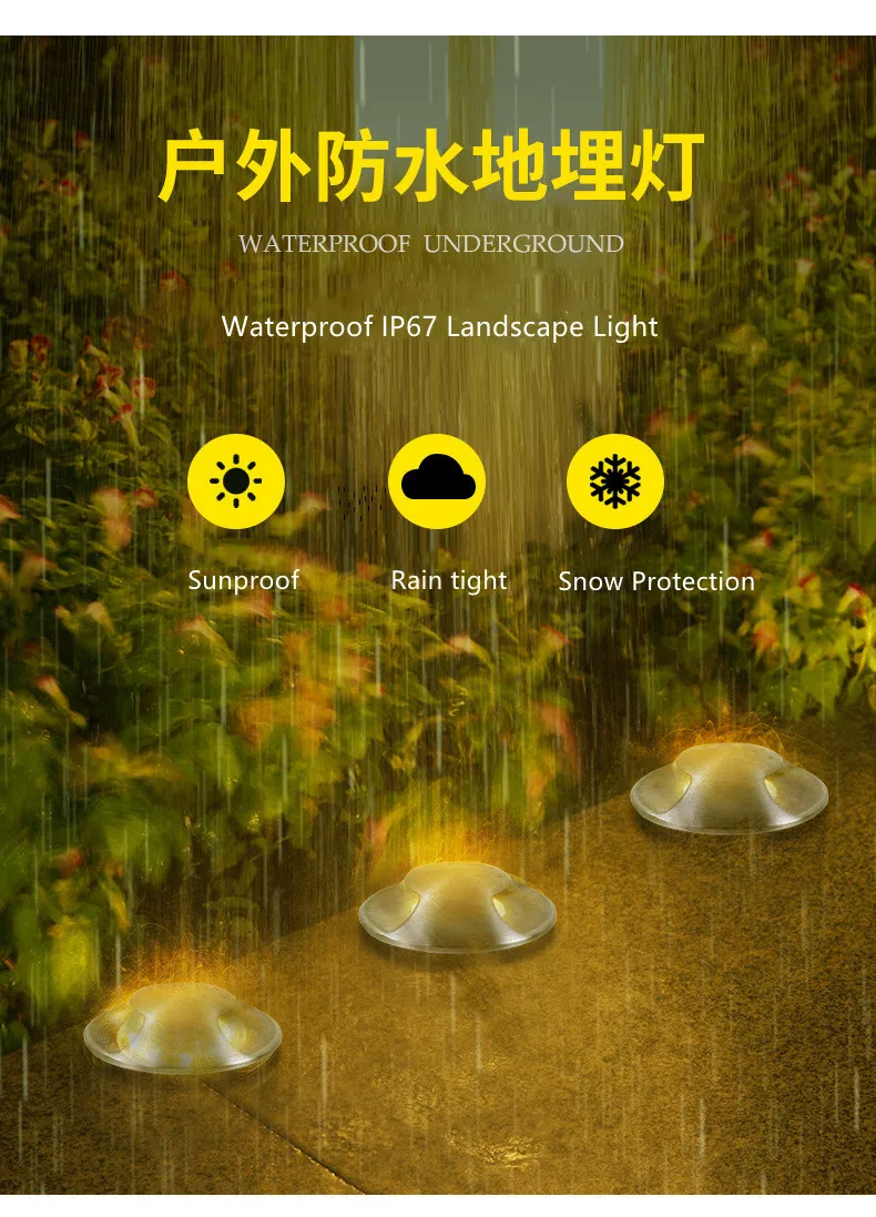 Description Picture 2 of itemIP68 3W LED Underground Light Ground Garden Path Floor Lamp Outdoor Buried Yard Landscape 85-265V DC12V