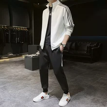 

Men's set spring three bars set a set of clothes student casual sports suit