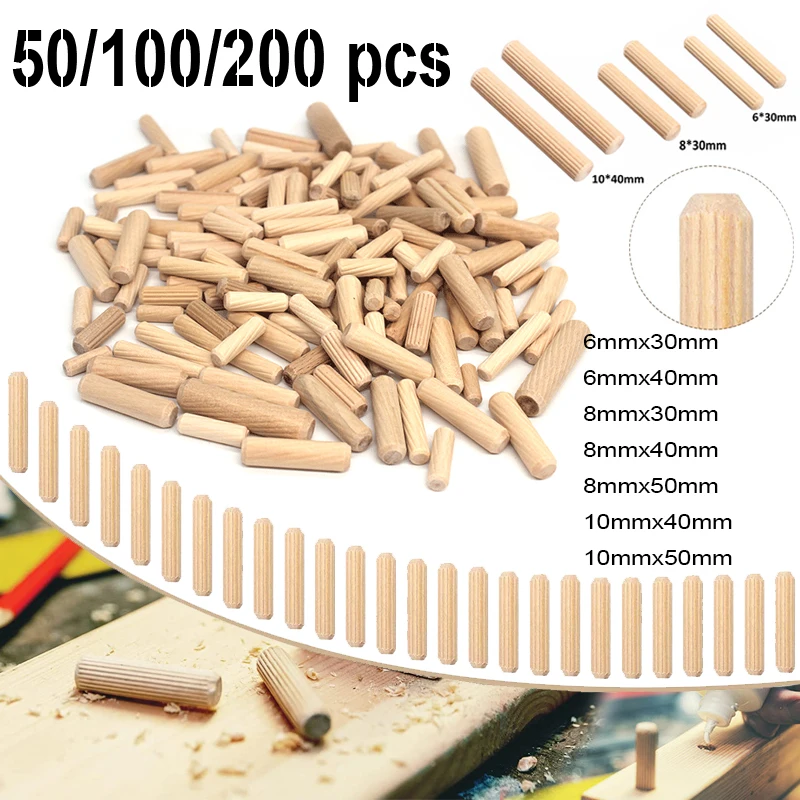50/100/200pcs wood pin bolt round raft cork twill wood pin wedge wood shaft connector 1cm-12cm drilled wood bolt connector