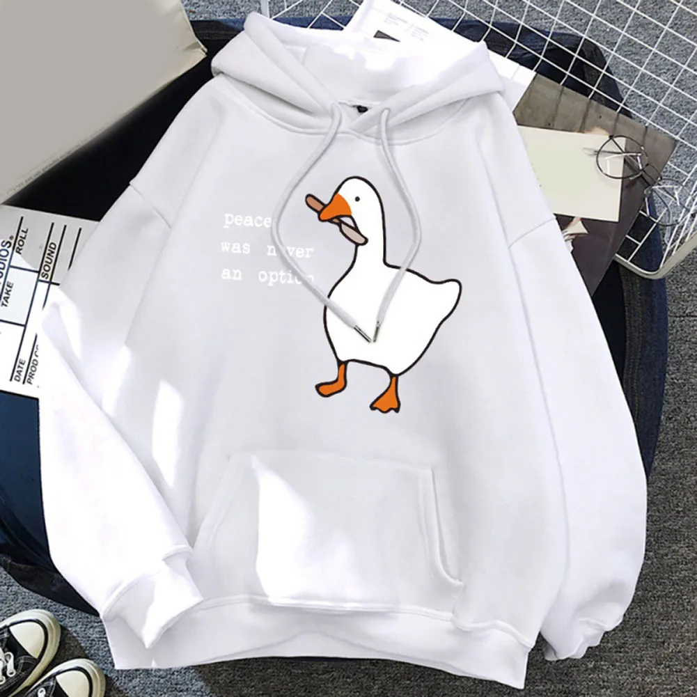 

Hoodies Hoody Daily Dating Creativity Crew Neck Fashion Goose Print Long Sleeve Men And Women Pocket Slight Stretch