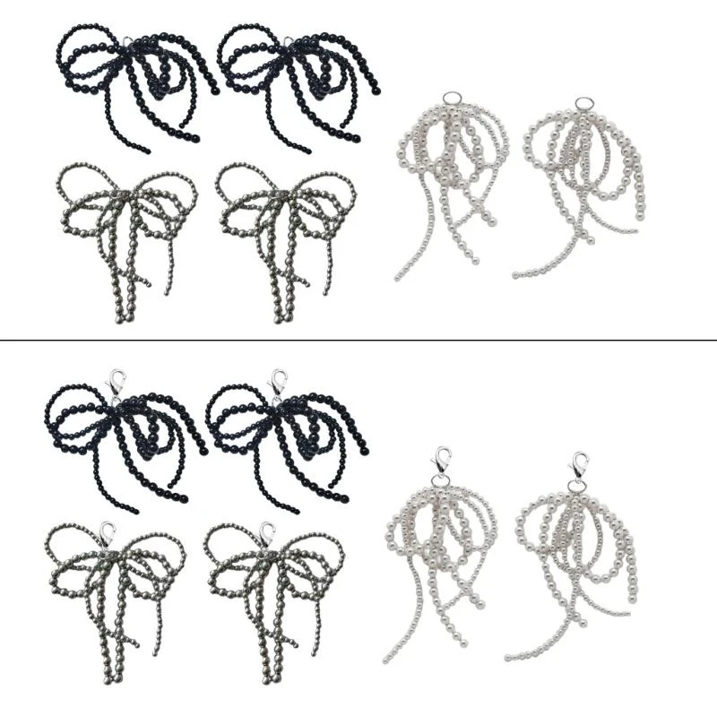 57QA 6Pcs Stilvolle Schuhe Clip Nachahmung Perlen Perle Perlen Bowknot Schnallen Schmetterling Knoten Schuhe Verzierungen – Detail 10