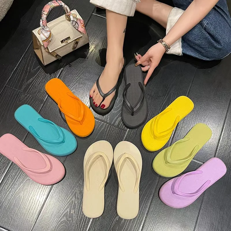 Solid Color Non-slip Leisure Couple Slippers Women Summer Beach Slippers Outdoor Women Flip Flops Breathable Beach sandals women 3