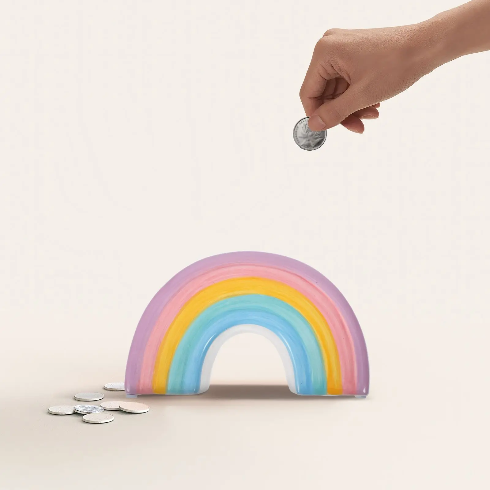 Piggy Bank Decoration Rainbow Girls Toddler Container Kids Money Coin Ceramics Little Child