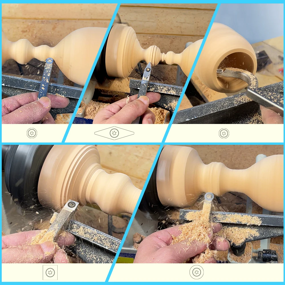 Tasp Woodturing Tool Set Carbide Inzetstukken Cutter 6 In 1 Hout Draaigereedschap Zwaan Hals Aluminium Handvat Voor Houtbewerking Draaibank