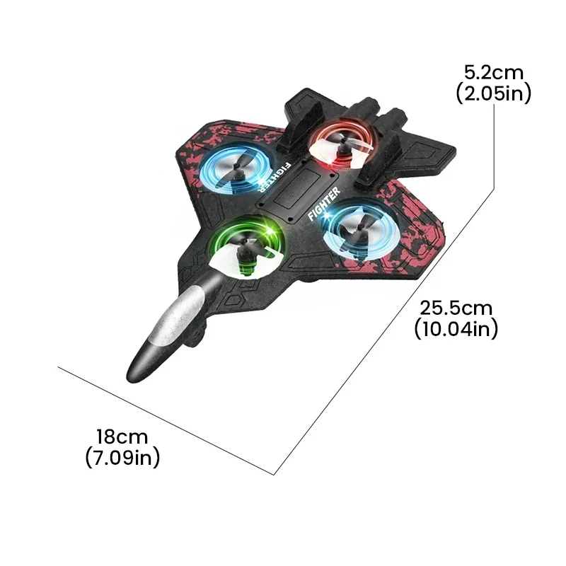 Avion Télécommandé Mousse 3.7V 500mAh LED - Bleu/Rouge