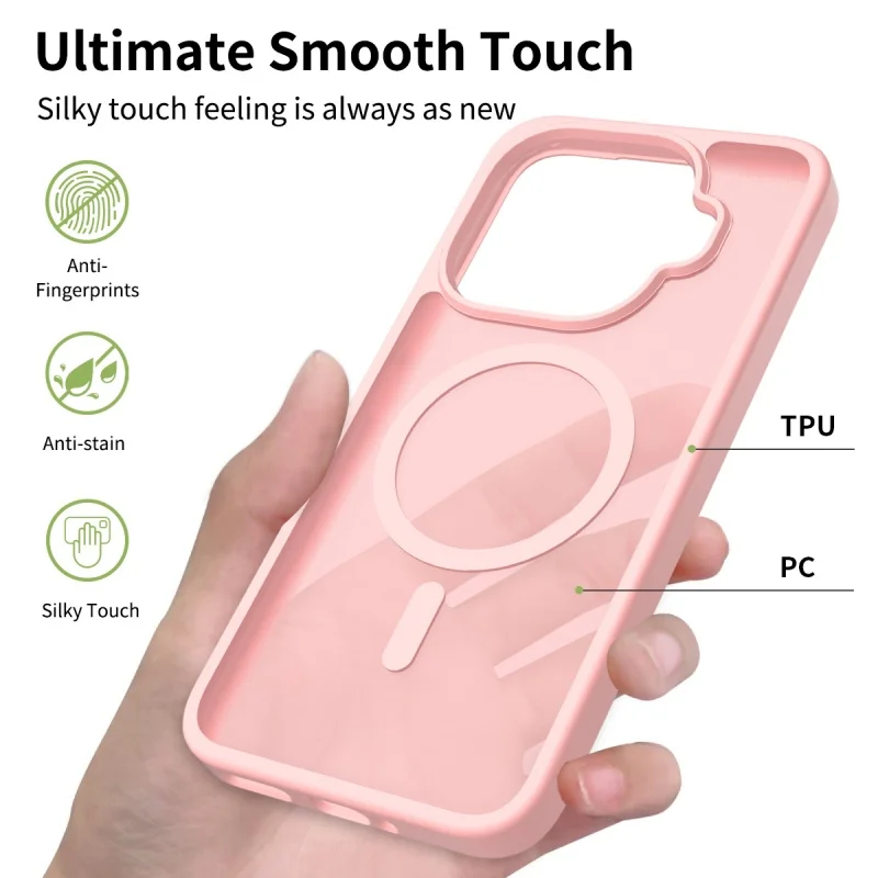 Enhanced Matte Armor Shockproof Case with Magnetic Wireless Charging and Translucent Design