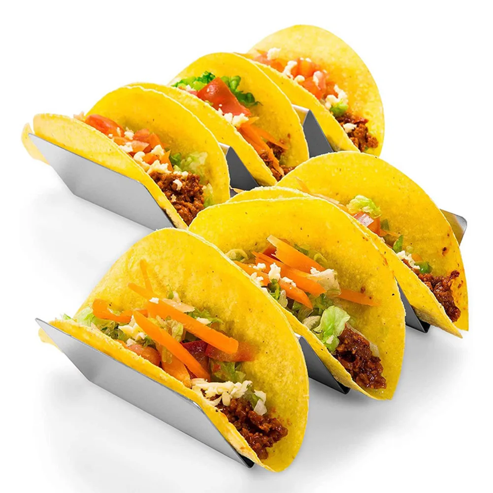 3 Grids Stainless Steel Taco Shell Holder Kitchen Plate Mexican Pancake Stand