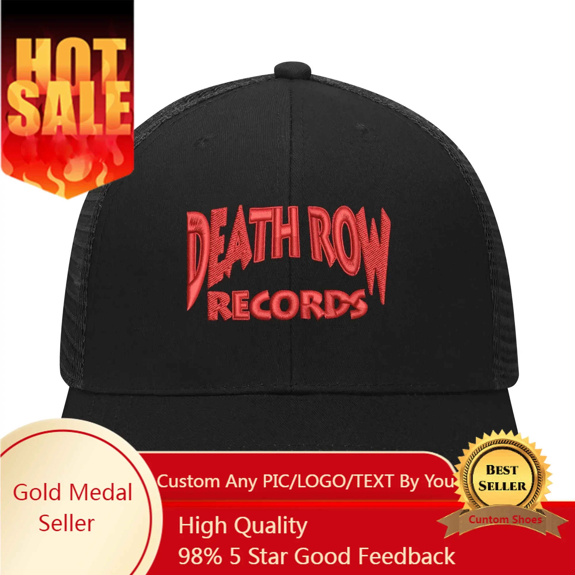 

Death Row Records Logo Embroidery Hat Mens Womens Sports Baseball Hats Hip Hop Mesh Cap Summer Custom Made Caps