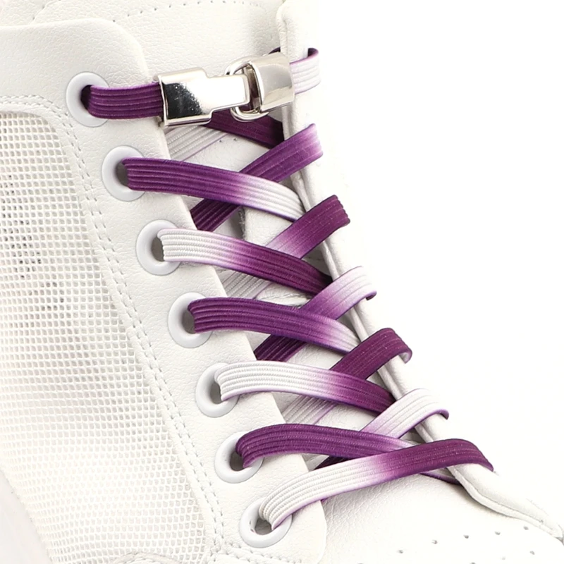 

No Tie Shoe Laces Metals Hook Lock Elastic Shoelaces Flat Gradient Choice For Sports Enthusiasts Rubber band Lazy Shoelace
