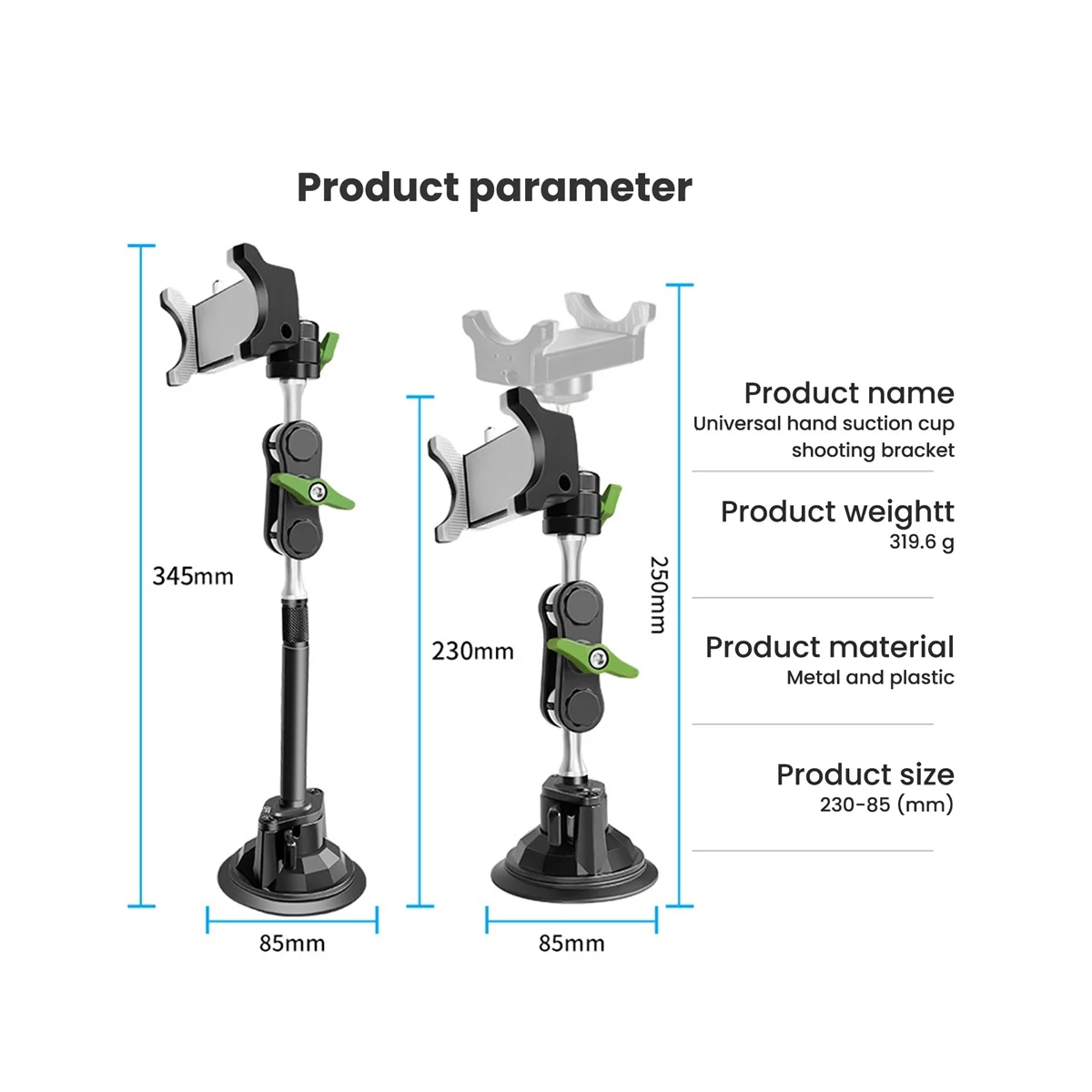 LanParte Phone Holder Car Phone Holder Stabilizer Selfie Stick 360&deg; Rotating Bracket