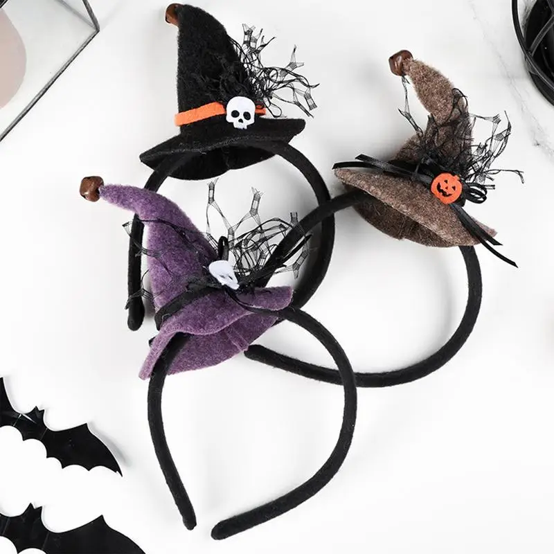 Halloween Head Band Witch Hat Vintage Headwear Stylish Party Headpieces With Spider Web For Celebrations Masquerade