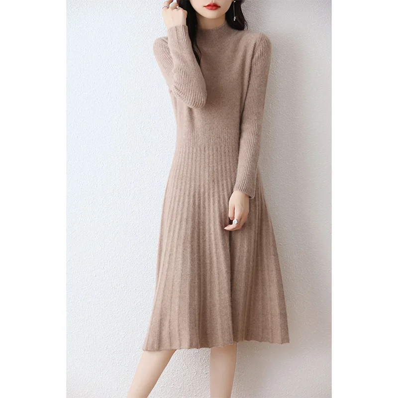 2023 Winter Sweaters Dresses For Women 100% Wool Knitted Dress For Women  Hot Sale Long Style 5Colors Jumpers DR01 - AliExpress 200000345