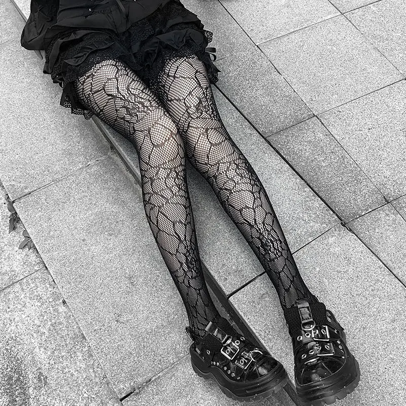  HeiBai Xiong Goth Fishnets Socks Punk Skull Tights Sheer  Pantyhose Stockings For Women: Clothing, Shoes & Jewelry