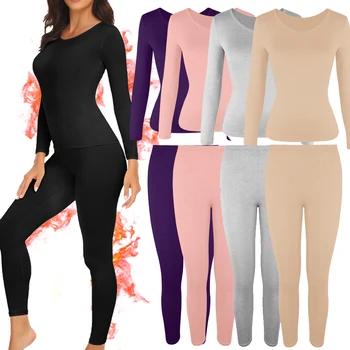Autumn Winter Thermal Suits Women's Long-Sleeved Tops Leggings Slim Bottoming Casual Base Layer S-3XL Thermal Underwear 6 Colors
