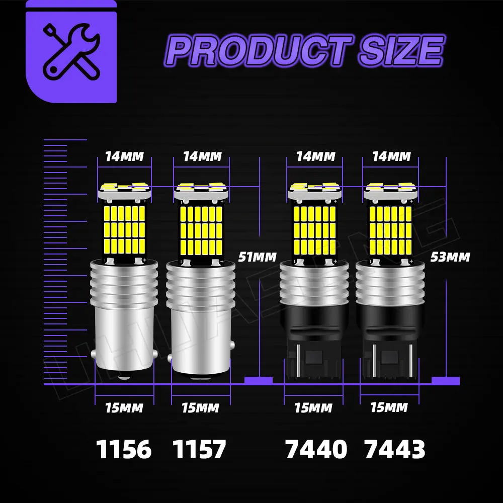 UHUASENG 2PCS P21W Led  T20  1156  1157 T15 W16W P21/5W 7440 7443 BA15S BAY15D  극ũ  ڵ ȣ