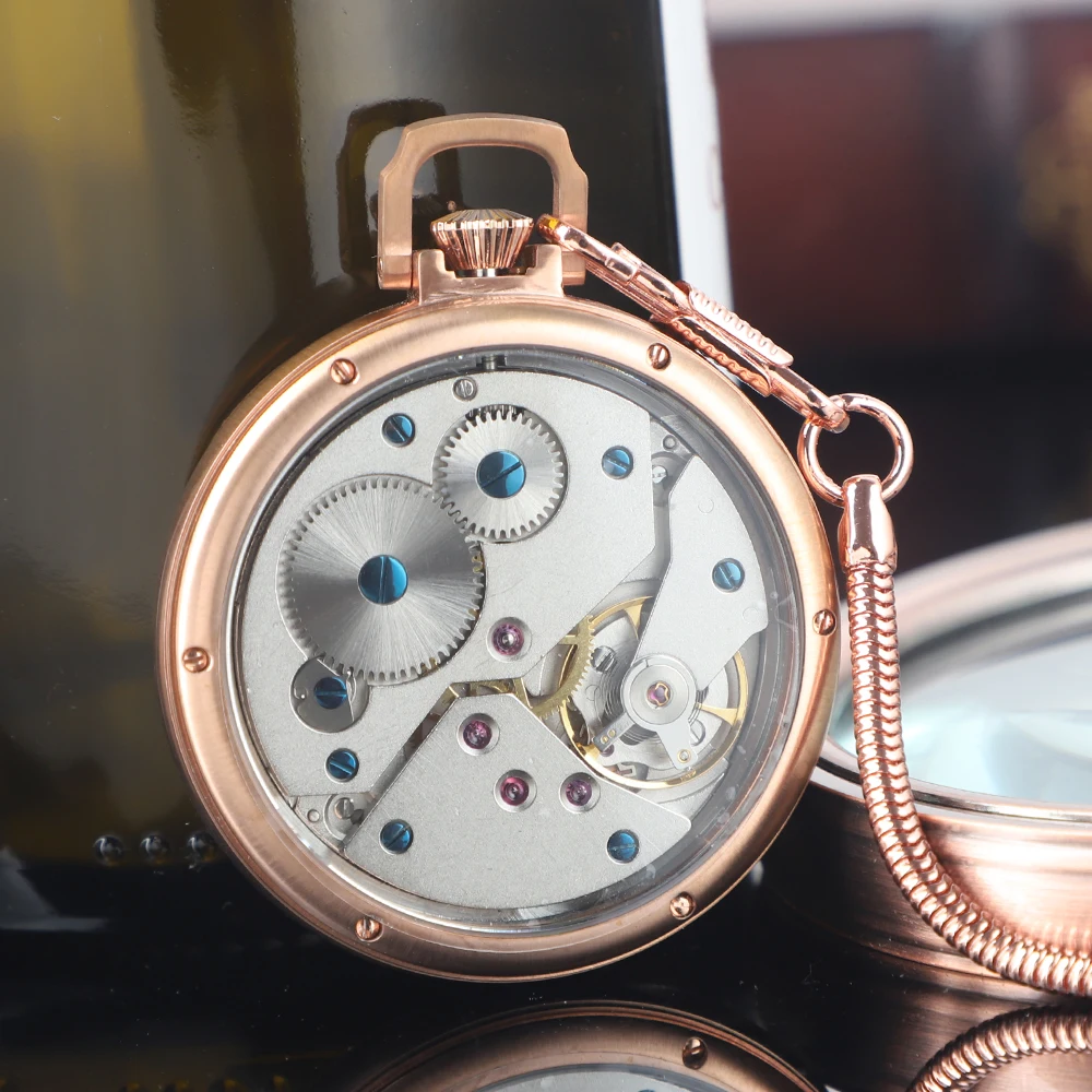 새로운 럭셔리 앤틱 포켓 시계 기계식 방수 풀 스틸 포켓 시계 크리스마스 생일 컬렉션 선물