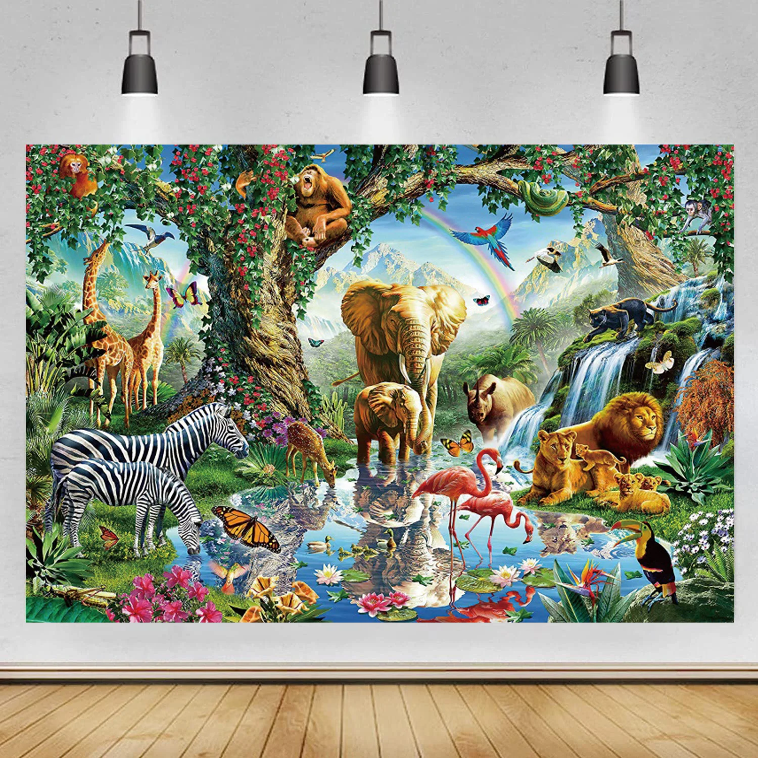 

Safari Wild Animal Backdrop African Jungle Rainfore Lion Kids Birthday Party Banner Photography Background Photo Studio Props
