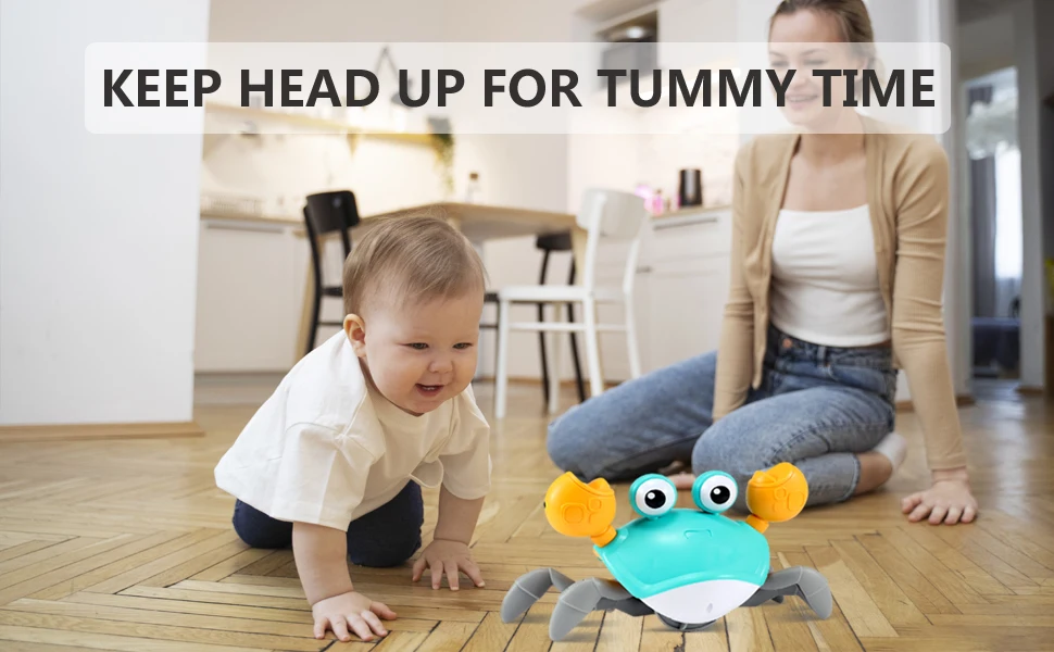 green crawling crab baby toy