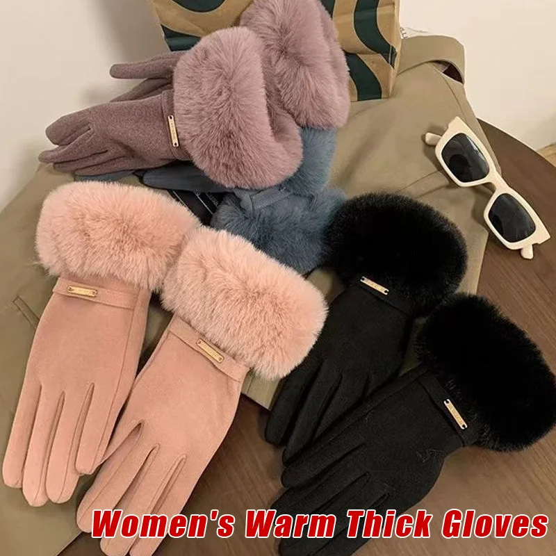 Women Touchscreen Gloves-Soft Double-Layered Faux Rabbit Fur For Ultimate Cold Weather Protection,Windproof,Water-Resistant - 6